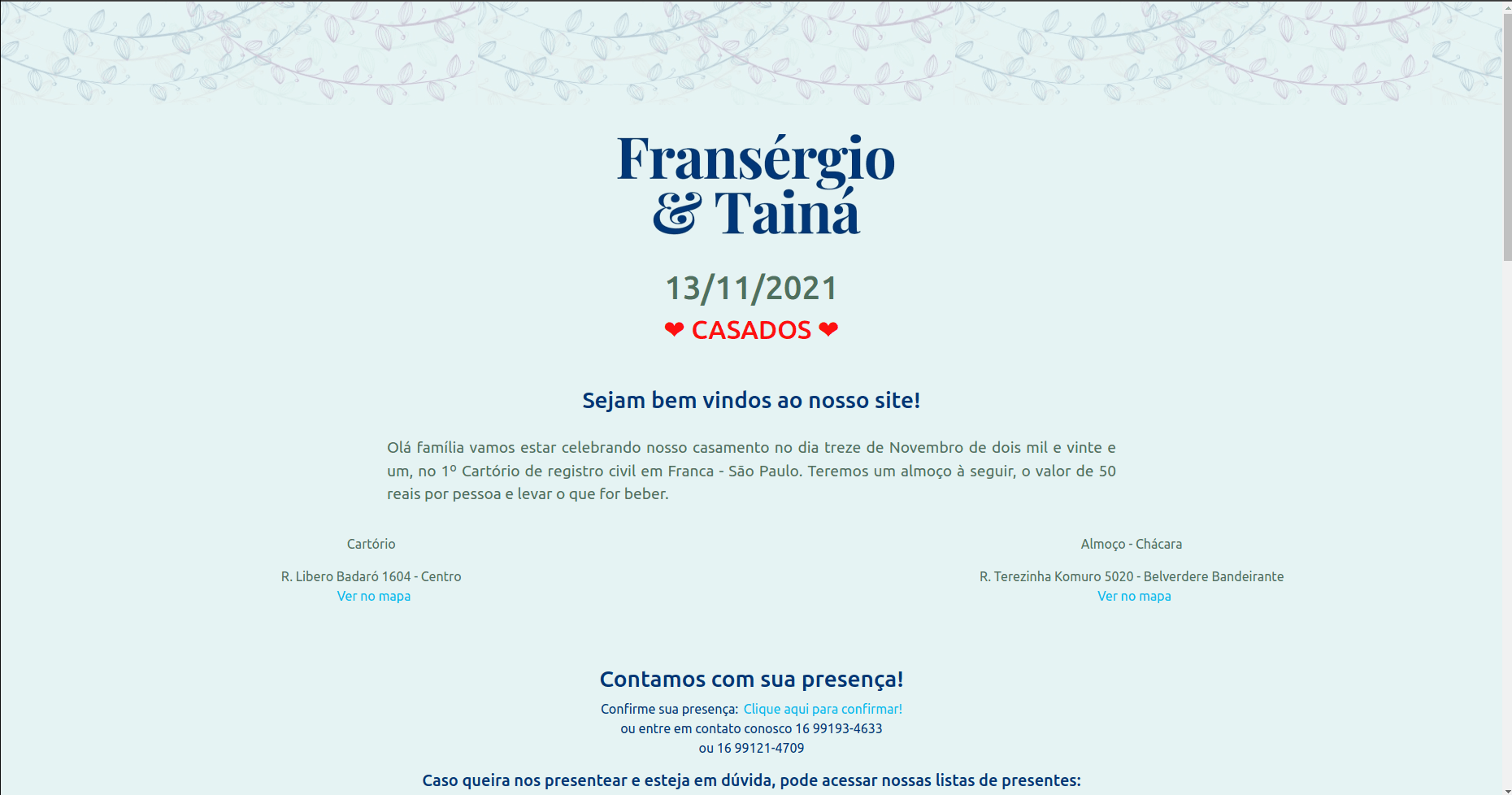 Projeto: Fransérgio & Tainá