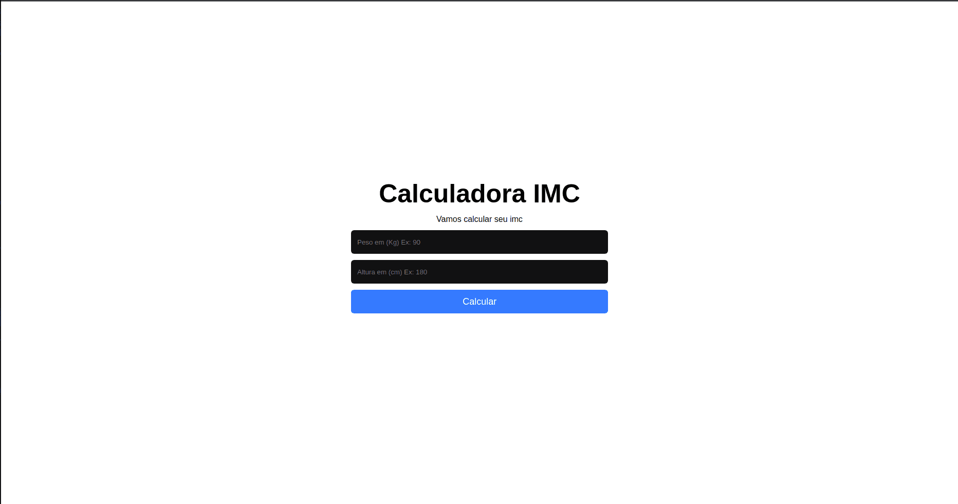 Projeto: Calculadora IMC/BMI Calculator